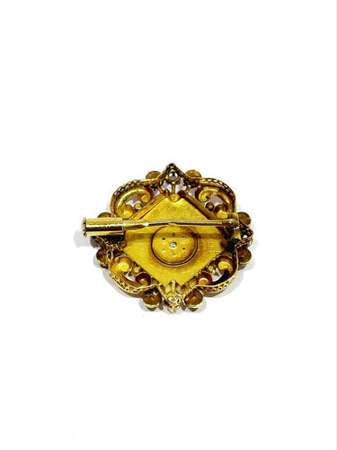 Broche en or rose, perles et diamants 58 Facettes 1812609