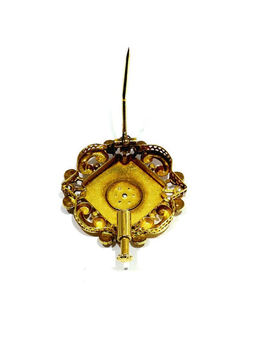 Broche en or rose, perles et diamants 58 Facettes 1812609