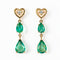 Boucles d'oreilles pendantes en or jaune 14 ct, émeraudes et diamants 58 Facettes E0042