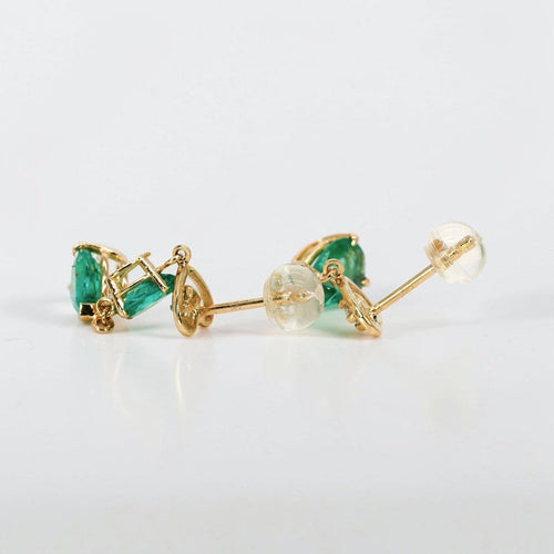 Boucles d'oreilles pendantes en or jaune 14 ct, émeraudes et diamants 58 Facettes E0042
