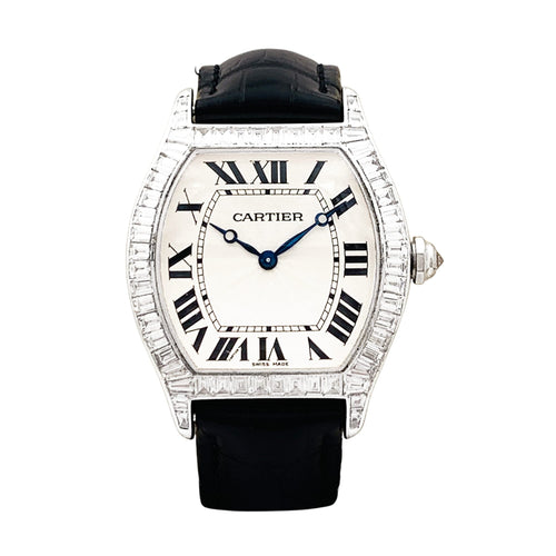 Montre Cartier Tortue - Montre en or blanc et diamants 58 Facettes 35577