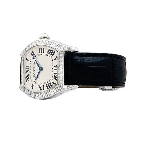 Montre Cartier Tortue - Montre en or blanc et diamants 58 Facettes 35577