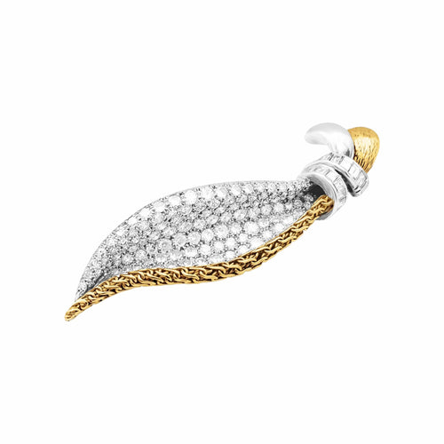 Broche Broche feuille en or deux tons et diamants 58 Facettes 35748