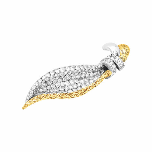 Broche Broche feuille en or deux tons et diamants 58 Facettes 35748