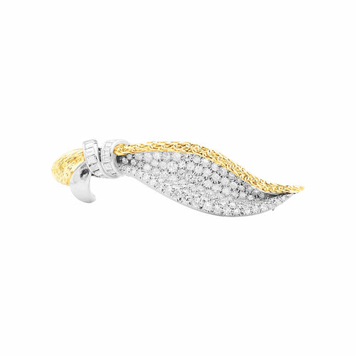 Broche Broche feuille en or deux tons et diamants 58 Facettes 35748