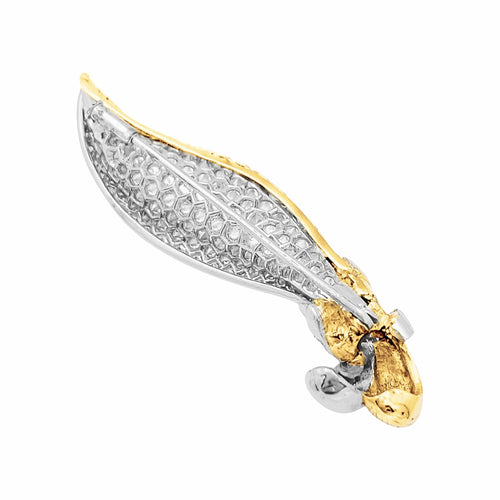 Broche Broche feuille en or deux tons et diamants 58 Facettes 35748