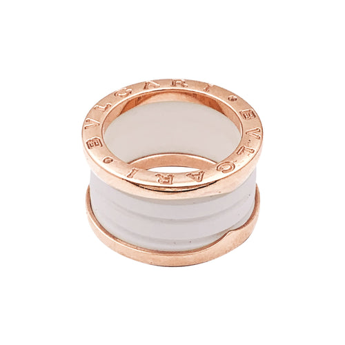 Bague 50 Bulgari B.Zero1 - Bague en or rose et céramique blanche 58 Facettes 35882