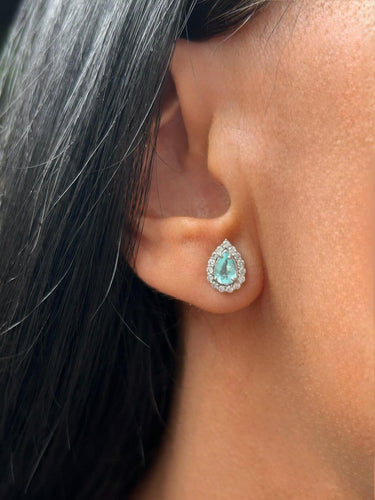 Boucles d'oreilles en or blanc 18k, Paraiba et diamants 58 Facettes ORECCHINI PARAIBA