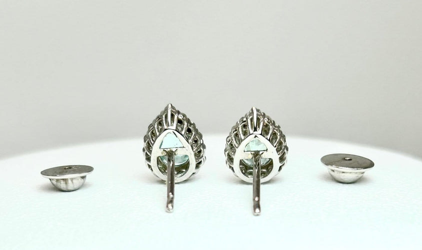 Boucles d'oreilles en or blanc 18k, Paraiba et diamants 58 Facettes ORECCHINI PARAIBA
