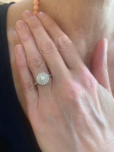 Bague 52 Gemmyo - Bague Rétroromantique marguerite en or gris et diamants 58 Facettes BD209