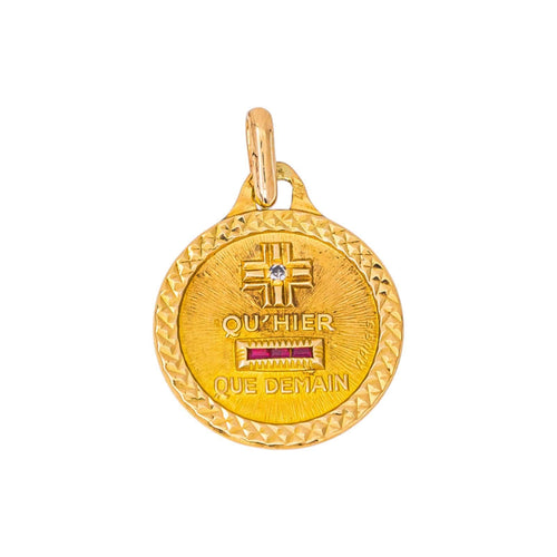 Augis Médaille d'amour - Pendentif en or jaune, diamant et rubis 58 Facettes 5713512CN