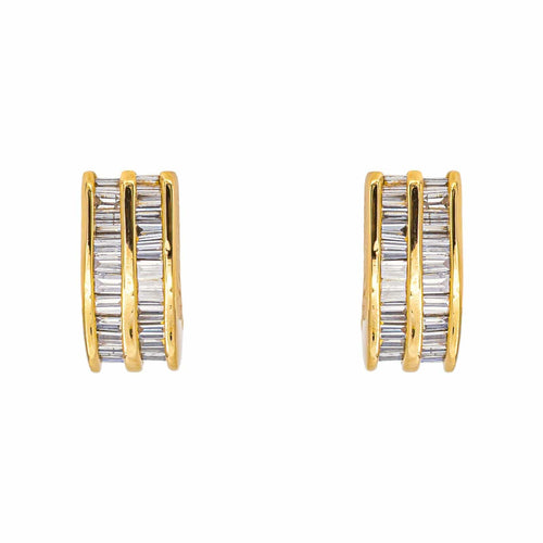 Boucles d'oreilles en or jaune et blanc avec diamants 58 Facettes 5840607CN