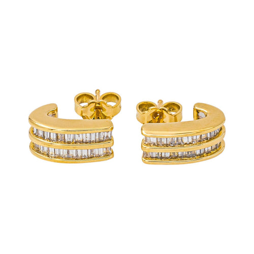 Boucles d'oreilles en or jaune et blanc avec diamants 58 Facettes 5840607CN