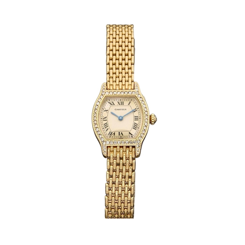 Montre Cartier Tortue - Montre dame en or jaune 18 carats et diamants 58 Facettes M105