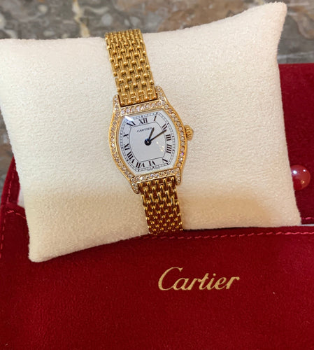 Montre Cartier Tortue - Montre en or jaune 18 carats diamants 58 Facettes M105