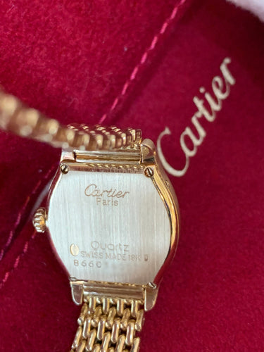 Montre Cartier Tortue - Montre dame en or jaune 18 carats et diamants 58 Facettes M105