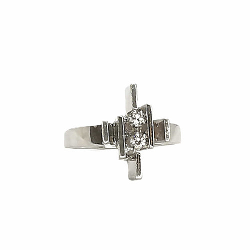 Bague 51 Bague diamants en or blanc 18 carats 58 Facettes BVP-BAG-0007