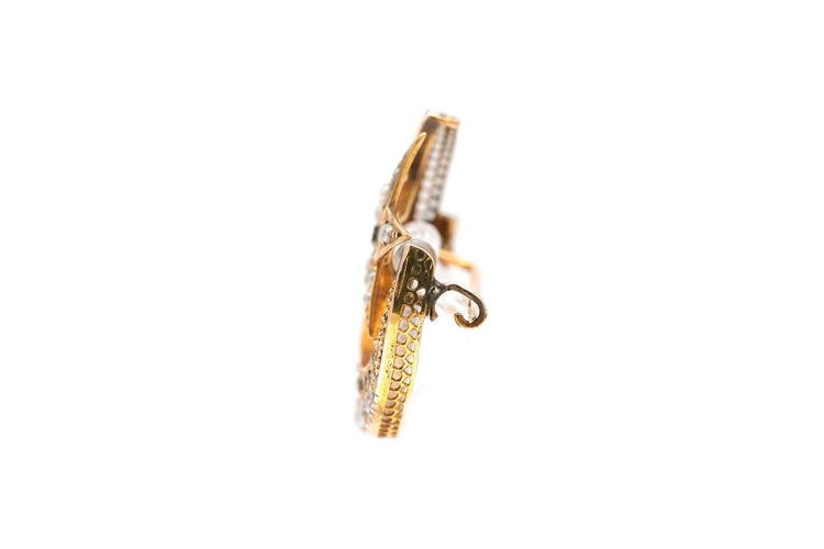 Napoléon III - Broche en or jaune, perles et strass 58 Facettes 23925