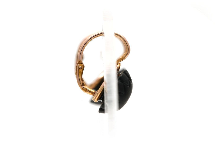 Napoléon III - Boucles d'oreilles de deuil en or jaune et jais 58 Facettes B913