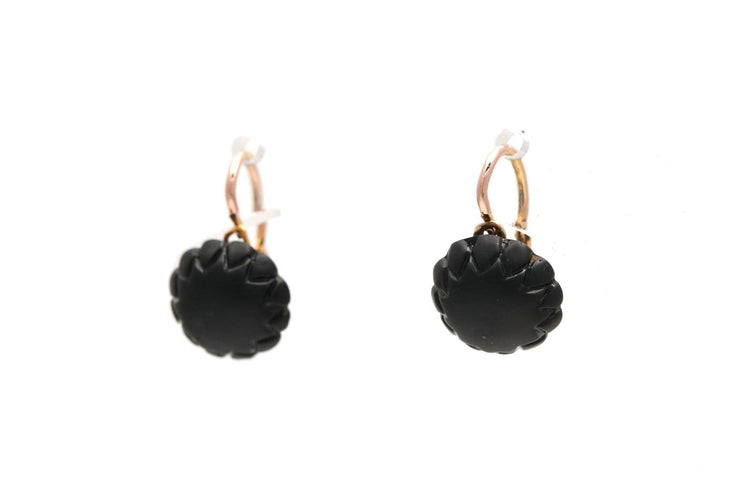 Napoléon III - Boucles d'oreilles de deuil en or jaune et jais 58 Facettes B913