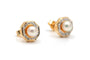 Boucles d'oreilles en or jaune, perles et diamants 58 Facettes 23992