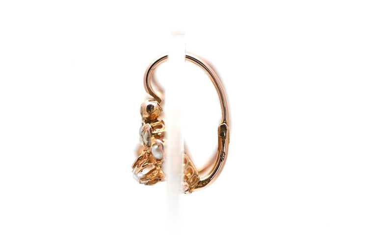 Art déco - Boucles d'oreilles en or jaune, diamants et perles 58 Facettes 24017