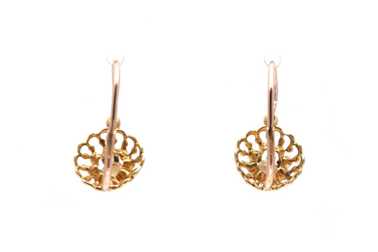 Art déco - Boucles d'oreilles dormeuses en or jaune et perles 58 Facettes 23987