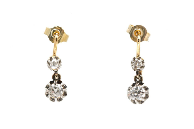 Boucles d'oreilles Art déco en or jaune, argent et diamants 58 Facettes 23940