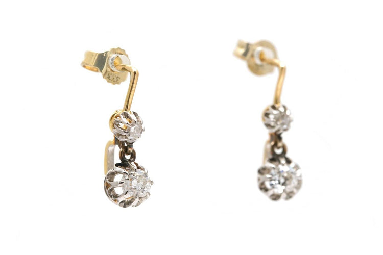 Boucles d'oreilles Art déco en or jaune, argent et diamants 58 Facettes 23940