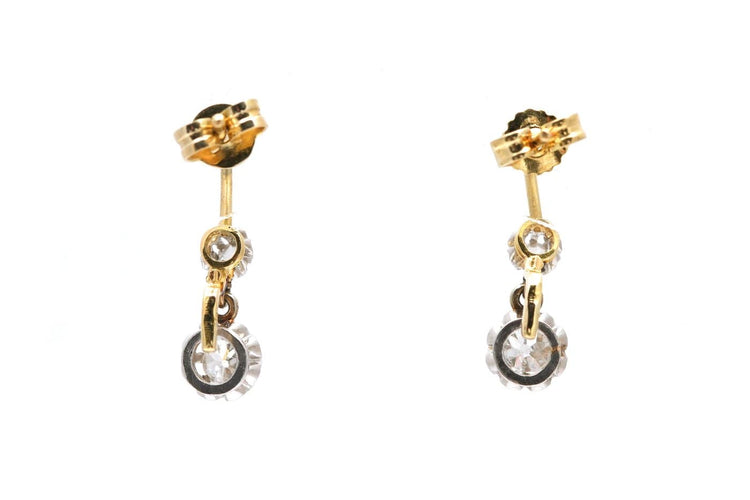 Boucles d'oreilles Art déco en or jaune, argent et diamants 58 Facettes 23940