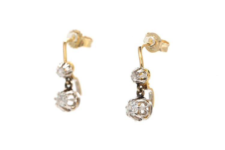 Boucles d'oreilles Art déco en or jaune, argent et diamants 58 Facettes 23940