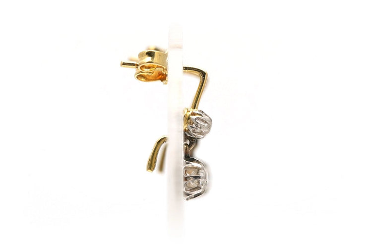 Boucles d'oreilles Art déco en or jaune, argent et diamants 58 Facettes 23940