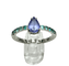 Bague en or blanc 18k avec tanzanite et tourmalines Paraiba