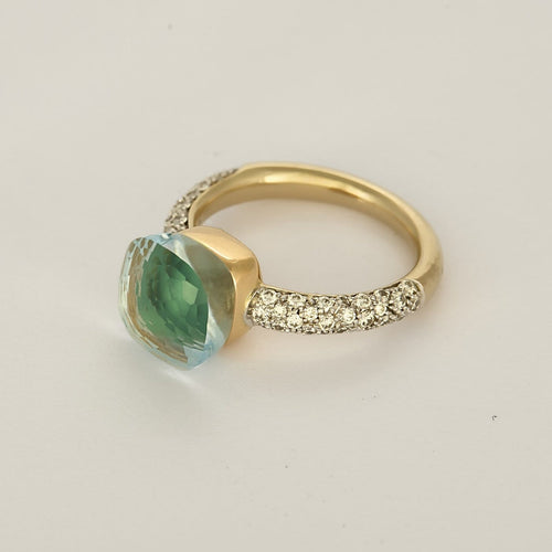 56.5 Pomellato Nudo - Bague en or rose, or blanc, topaze, agate et diamants 58 Facettes 58FC65-1