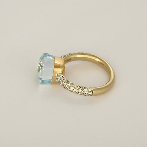 56.5 Pomellato Nudo - Bague en or rose, or blanc, topaze, agate et diamants 58 Facettes 58FC65-1