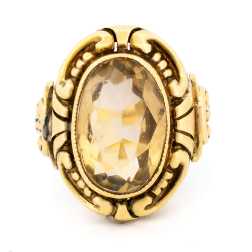 51 Bague en or 14 ct avec citrine ovale sertie clos 58 Facettes A96DAF498CF1461299FEC9A13575F0DD