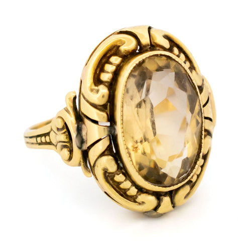 51 Bague en or 14 ct avec citrine ovale sertie clos 58 Facettes A96DAF498CF1461299FEC9A13575F0DD