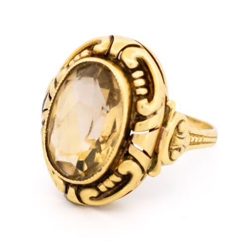 51 Bague en or 14 ct avec citrine ovale sertie clos 58 Facettes A96DAF498CF1461299FEC9A13575F0DD