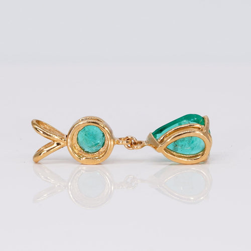 Emerald Royal Drop - Pendentif en or jaune 18 ct, émeraudes et diamants 58 Facettes P007