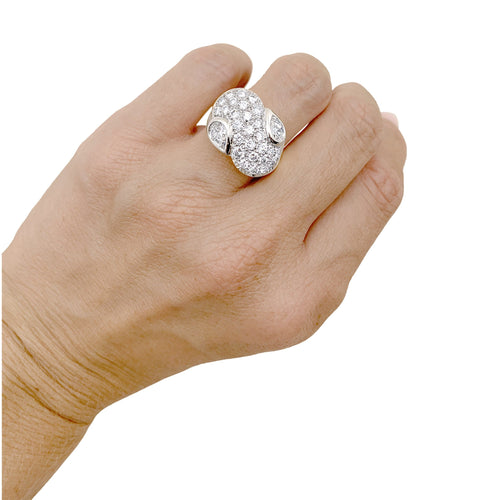 Bague 54 Bague motif libre en or jaune, platine et diamants 58 Facettes 35922