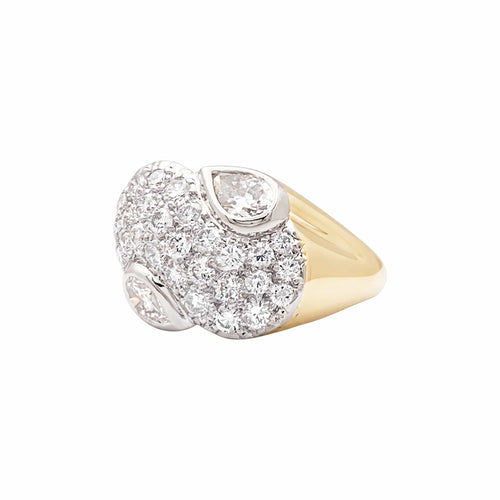 Bague 54 Bague motif libre en or jaune, platine et diamants 58 Facettes 35922