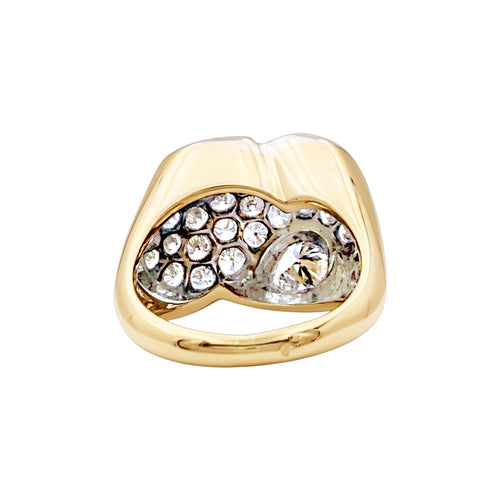 Bague 54 Bague motif libre en or jaune, platine et diamants 58 Facettes 35922