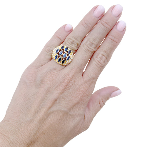 Bague 50 Bague vintage en or jaune, saphirs et diamants 58 Facettes 35921
