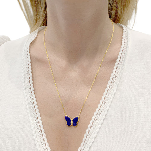 Collier Van Cleef & Arpels Papillon - Collier en or jaune, lapis-lazuli et diamant 58 Facettes 35820
