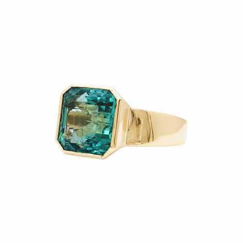 Bague 51 Bague chevalière en or jaune et émeraude 58 Facettes 35835