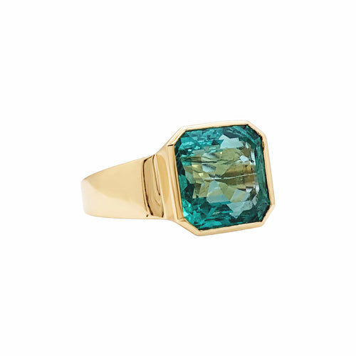 Bague 51 Bague chevalière en or jaune et émeraude 58 Facettes 35835