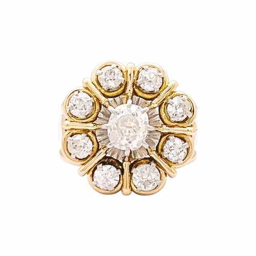 Bague 52 Marguerite - Bague en or jaune et blanc avec diamants 58 Facettes 35851