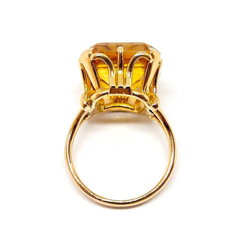 Bague 55 Bague cocktail en or jaune 18 carats sertie d’une citrine 58 Facettes BVP-BAG-0038