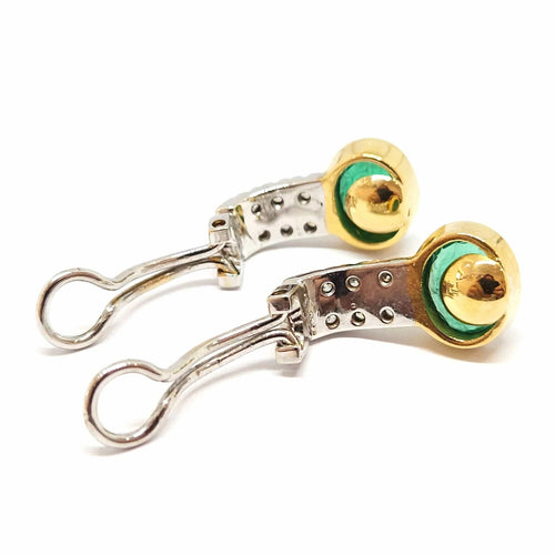 Boucles d'oreilles Boucles d’oreilles vintage en or jaune et blanc 18 carats, émeraudes et diamants 58 Facettes BVP-BDO-0043