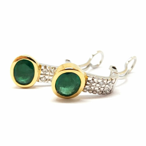 Boucles d'oreilles Boucles d’oreilles vintage en or jaune et blanc 18 carats, émeraudes et diamants 58 Facettes BVP-BDO-0043